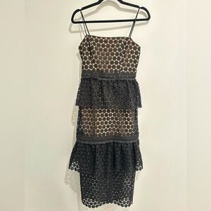 NBD Black Lace Tiered Dress